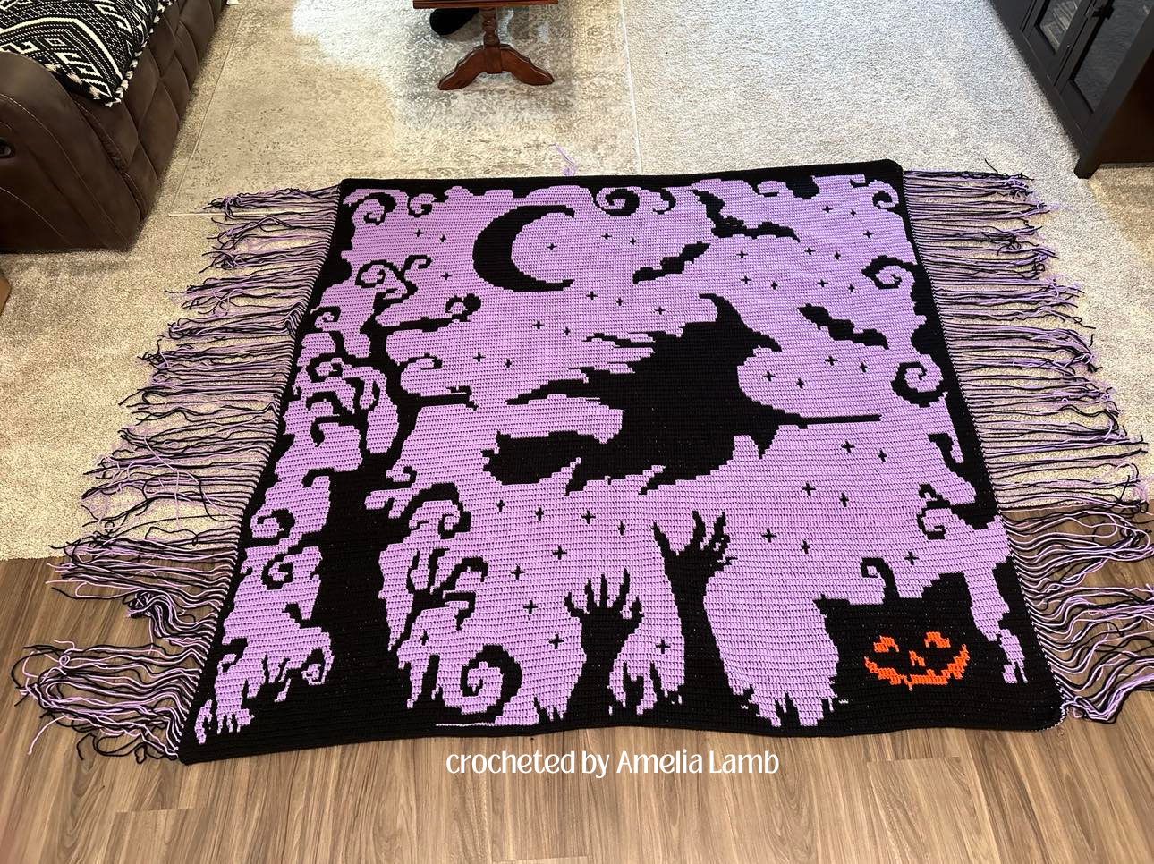 Haunted Witch Forest Afghan, Overlay Mosaic Crochet Pattern